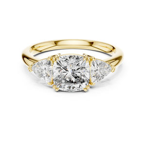 Bague de fiançailles en or blanc 14 carats avec diamant de laboratoire taille coussin et trillion pour femme |   Nouveau diamant cultivé - Product Image 4