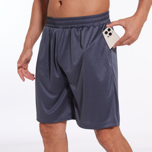 Pantalones cortos de baloncesto de playa personalizados poliéster 100% al por mayor pantalones cortos de entrenamiento sólidos deportivos para hombre cintura con cordón elástico - Product Image 3