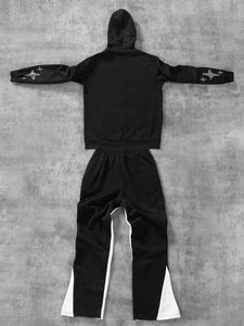 ชุดเสื้อฮู้ดและกางเกงวอร์มผ้าฟลีซพิมพ์ลายตัวอักษรสำหรับผู้ชาย ชุดลำลองสำหรับฤดูใบไม้ร่วงและฤดูหนาว ชุดวอร์มผู้ชาย - Product Image 6