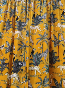 Cortina opaca de terciopelo amarillo con estampado de animales de la jungla moderna de alta calidad, cortinas decorativas de lujo para uso doméstico y hotelero - Product Image 5