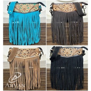 Low Price 2025 Fashion Latest Designer Mini Bags Hand Tooled Suede Leather <b>Fringe</b> Shoulder Bags Women's Handbags for Women Purse - Product Image 1