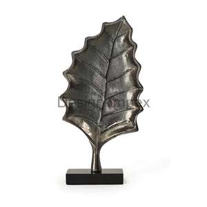 Accent de feuille d'argent avec base Sculpture de feuille d'aluminium coulé à la main Articles décoratifs Événements Décoration intérieure de vacances Artisanat - Product Image 5