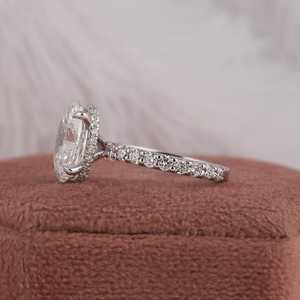 <b>Unique</b> Oval Cut Lab Grown Diamond <b>Engagement</b> <b>Ring</b> Hidden Halo, IGI Certified Lab Created Diamond <b>Ring</b>, 18k Gold <b>Ring</b> - Product Image 3