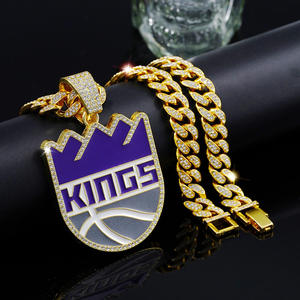 Pendentif Sacramento Kings unisexe en argent sterling 925 plaqué or 14 carats, serti de moissanite, style hip-hop, thème basket-ball, sport - Product Image 2
