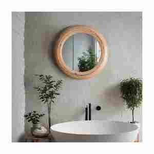 Handmade Modern Design Cosmetic <b>Mirror</b> with Round <b>Wooden</b> Frame New Design Wall Decorative Handicraft Export Quality From India - Product Image 5