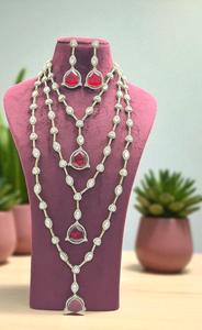 Stunning Best Quality Gold Plated Moissanite Kundan <b>Necklace</b> <b>Set</b> <b>Indian</b> Wedding Party Wear Collection Jewelry for Women - Product Image 5