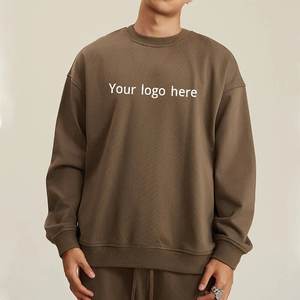 Sudaderas de lana lisas de gran tamaño unisex, sudaderas con capucha personalizadas de cuello redondo y logotipo gráfico bordado para ropa de invierno de hombre - Product Image 4