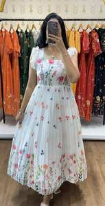 Hermoso traje de una pieza estampado para mujer, Maxi vestido de fiesta de boda de algodón, diseño de alimentación, Vestido de estilo largo - Product Image 3