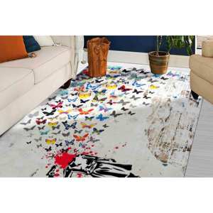Tapis décoratif Graffiti Art - Tapis Fille Papillon de Banksy, Tapis imprimé, Tapis fin non tissé - Product Image 4