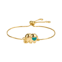 Bracciali regolabili con elefante e cuore in ottone smaltato rosa, catene a maglia placcate oro 18K, ciondoli a forma di animale, gioielli all'ingrosso