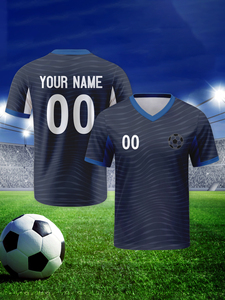 Camiseta de fútbol azul marino oscuro personalizada, camiseta de fútbol personalizada para mujeres, hombres y jóvenes con nombre y número, servicio OEM disponible - Product Image 2