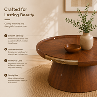 Ensemble de table basse ronde en bois écologique moderne avec base conique pour le mobilier de salon
