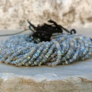 Natural Blue Flashy Labradorite Smooth <b>Heishi</b> Tyre Beads for Jewelry Making 4-5mm Labradorite Gemstone Beads At Wholesale Price - Product Image 5