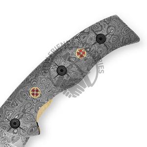 Cuchillo de bolsillo plegable de acero de Damasco de Venta caliente con OEM personalizable para acampar al aire libre y combate grado DIY - Product Image 4