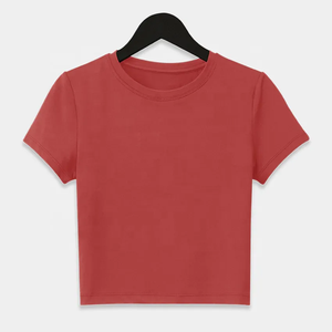 Camiseta Básica de Algodón 100% para Mujer, Camiseta Corta al por Mayor, Camisetas de Manga Corta con Cuello Redondo para Mujer 2026 - Product Image 4