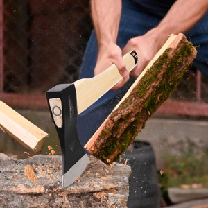 Hache de fendeur professionnelle de 1250g avec fourreau en cuir véritable, hache à bois robuste en acier forgé pour le camping et le jardinage - Product Image 6