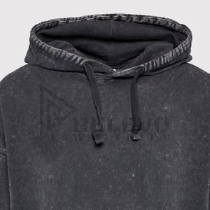 Sweat à capuche homme 100% coton respirant à épaules tombantes, délavé à l'acide, personnalisé, éco-responsable, style streetwear, avec poches, 2 pièces - Product Image 4