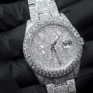 Reloj de Cuarzo Cronógrafo de Lujo para Hombre, Estilo Hip Hop, con Diamantes Cultivados en Laboratorio, Caja de Acero Inoxidable, Correa de Oro Amarillo, VVS - Product Image 1