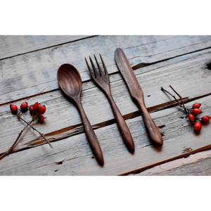 Elegant Set of 3 Wooden Flatware Set of 3 Cutlery with Brown Finished Perfect for Travel and Elegant Dining Accessory - Product Image 5