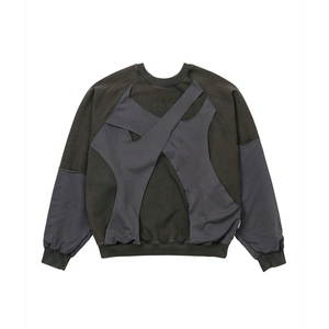 Logotipo personalizado de alta calidad de gran tamaño ropa de calle empalme angustia lavado diseño esencial moda angustia Sudadera con capucha para hombres - Product Image 4