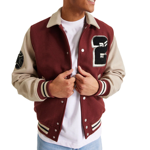 Blouson aviateur en toile à capuche bordeaux pour homme avec broderie personnalisée Style vintage respirant pour l'hiver - Product Image 1