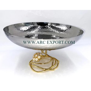 Élégant rond verre transparent maison bol alimentaire en aluminium fleur concepteur support mariage et événements fêtes dessus de table bols de service - Product Image 6