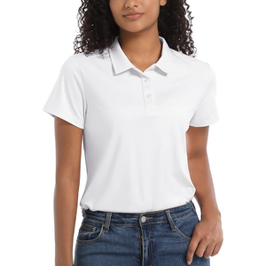 Polo de golf respirant à 2 boutons pour femmes T-shirts en coton léger de grande taille à séchage rapide et évacuation de l'humidité Chemise à manches courtes - Product Image 2