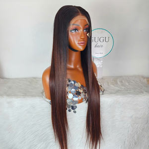 18 20 22 24 26 28 30 Inches 1b/brown Ombre Color 5x5 Glueless Hd Lace Closure Raw Vietnamese Bone Straight <b>Human</b> <b>Hair</b> <b>Wigs</b> - Product Image 3