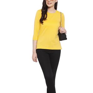 Venta al por mayor 100% algodón camisetas de las mujeres último diseño con color sólido casual y Camisas manga larga de las mujeres en blanco - Product Image 5