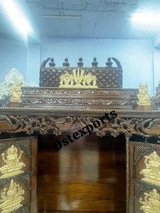 Hot Selling Teak Wood Ashtalakshmi Mandir Doors Maharaja Style Temple Cabinet Pooja Room Storage Freestanding Handcrafted - Product Image 5