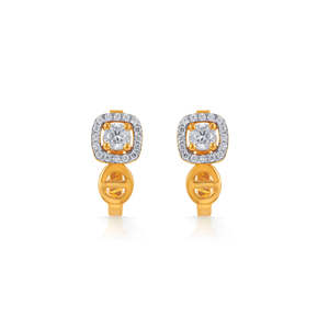 Aros y Pendientes Geométricos Vistara Crest con Baño de Rodio y Detalles de Perlas, Diamantes y Circonitas en Oro Rosa - Product Image 3