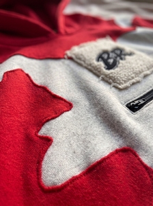 Custom <b>Red</b> Gray Patchwork Pullover Hoodie <b>Mens</b> Oversized Hooded <b>Sweatshirt</b> Heavyweight Cotton Fleece Casual Streetwear Winter - Product Image 3