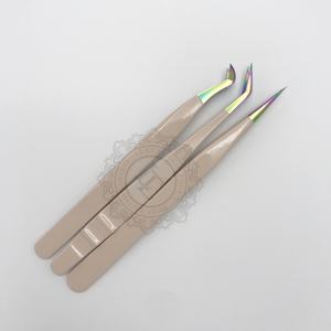 Hot Selling Peach <b>Powder</b> Coated Rainbow Point Lash Tweezer Set Sustainable High Quality Eyelash Tweezers with Private Logo - Product Image 6