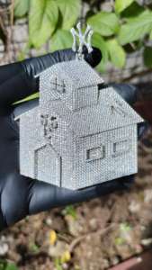 Pendentif personnalisé en argent 925 plaqué rhodium/or avec moissanite VVS, style hip-hop, glacé, pour homme, avec inscription personnalisée, thème maison, cadeau de Noël - Product Image 3