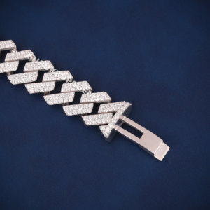 ราคาโรงงานเพชร Moissanite 925เงิน VVS สร้อยข้อมือแบบคิวบา18มม. เครื่องประดับสร้อยข้อมือฮิปฮอปคิวบา - Product Image 3