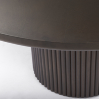 Table de salle à manger ronde en bois de manguier massif brun foncé, design cannelé, grains naturels, taille compacte parfaite pour la maison, la cuisine, le restaurant