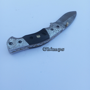 Cuchillo Plegable Táctico de Supervivencia de Acero de Damasco de la Mejor Calidad con Mango de Cuerno de Toro, Herramienta EDC para Campamento, Defensa Personal, Caza, OEM - Product Image 3