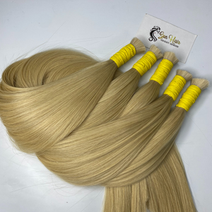 Extensiones de Cabello Humano Vietnamita Natural, Color Rubio 613, Liso Sedoso, Remy, de la Marca Sun Hair Company - Product Image 1