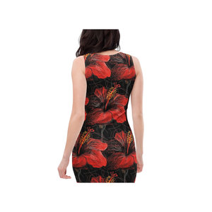 Vestido Ajustado de Microfibra con Crochet, Estampado Floral, Cuello Redondo, Mangas Abullonadas, Transpirable, Versátil, para el Día a Día, Club o Fiesta - Product Image 5