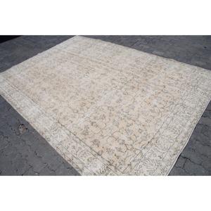Alfombra Turca Vintage Grande de 6.9x9.8 pies, Alfombra de Lana Beige - Product Image 2