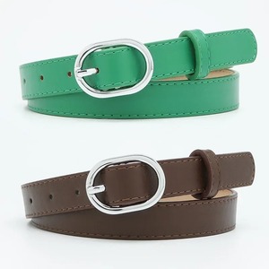 เข็มขัดแฟชั่นใหม่สำหรับผู้หญิงหนัง PU อเนกประสงค์เข็มขัดโลหะรูปไข่หัวเข็มขัดกางเกงยีนส์สไตล์ลำลองอุปกรณ์เสื้อผ้า - Product Image 5