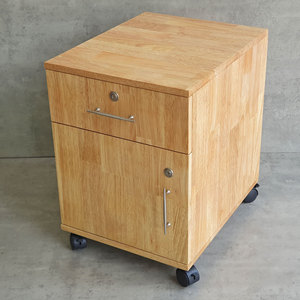 Minimalist Design Mobile Rubber Wood Personal Filing <b>Cabinet</b> 40x50x50cm <b>Lockable</b> and Movable for Office File <b>Storage</b> TCN68003 - Product Image 2