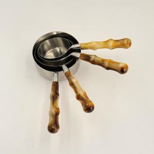 Tasses et cuillères à mesurer en acier inoxydable avec poignée en résine, polies miroir, utilisées pour mesurer les poudres et les liquides - Product Image 3