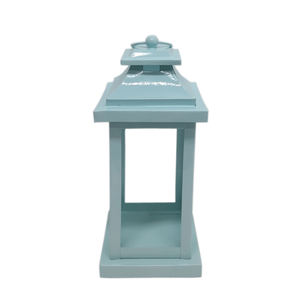 Lanterne à bougie décorative en métal enduit bleu clair pour la maison et la décoration de mariage Lanterne suspendue en vrac faite à la main - Product Image 2