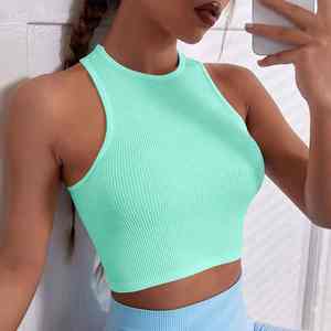 Camiseta sin Mangas con Logotipo Personalizado al por Mayor para Mujer, 100% Algodón, Ajuste Premium, Conjunto de Top Corto, Ropa en Blanco de Alta Calidad, Tops Cortos - Product Image 5