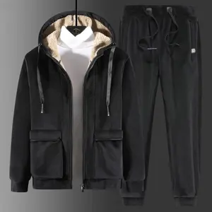 Sweat-shirt de sport unisexe à rayures latérales avec logo personnalisé de haute qualité Ensemble de jogging 2 pièces Patchwork Survêtement d'entraînement pour hommes - Product Image 4