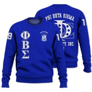 Phi Beta Sigma 1914 Acrylic Knit Sweater Chenille Greek Letters Fraternity Apparel Blue Sigma Sweater Sigma Beta Gift - Product Image 1