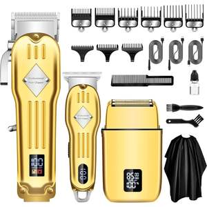 Kit de toilettage professionnel pour hommes, rasoir électrique rechargeable sans fil avec tondeuse à barbe, machine à couper les cheveux, prise américaine - Product Image 1