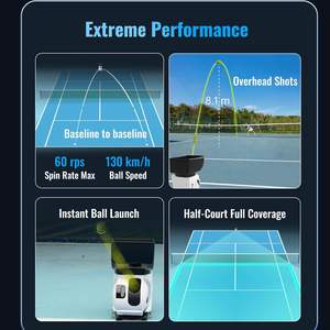เครื่องยิงลูกเทนนิสใหม่, ควบคุมผ่านแอพและรีโมท, ฝึกซ้อมแบบกำหนดเองได้, ความจุ 150 ลูก, ความเร็วสูงสุด 80 ไมล์ต่อชั่วโมง, ใช้งานได้นาน 8+ ชั่วโมง, มอเตอร์คู่ - Product Image 4