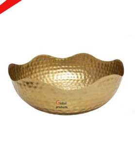 Bol de service alimentaire et de fruits secs en acier inoxydable en métal noir et doré de forme ronde avec belle base pour restaurant d'hôtel - Product Image 2